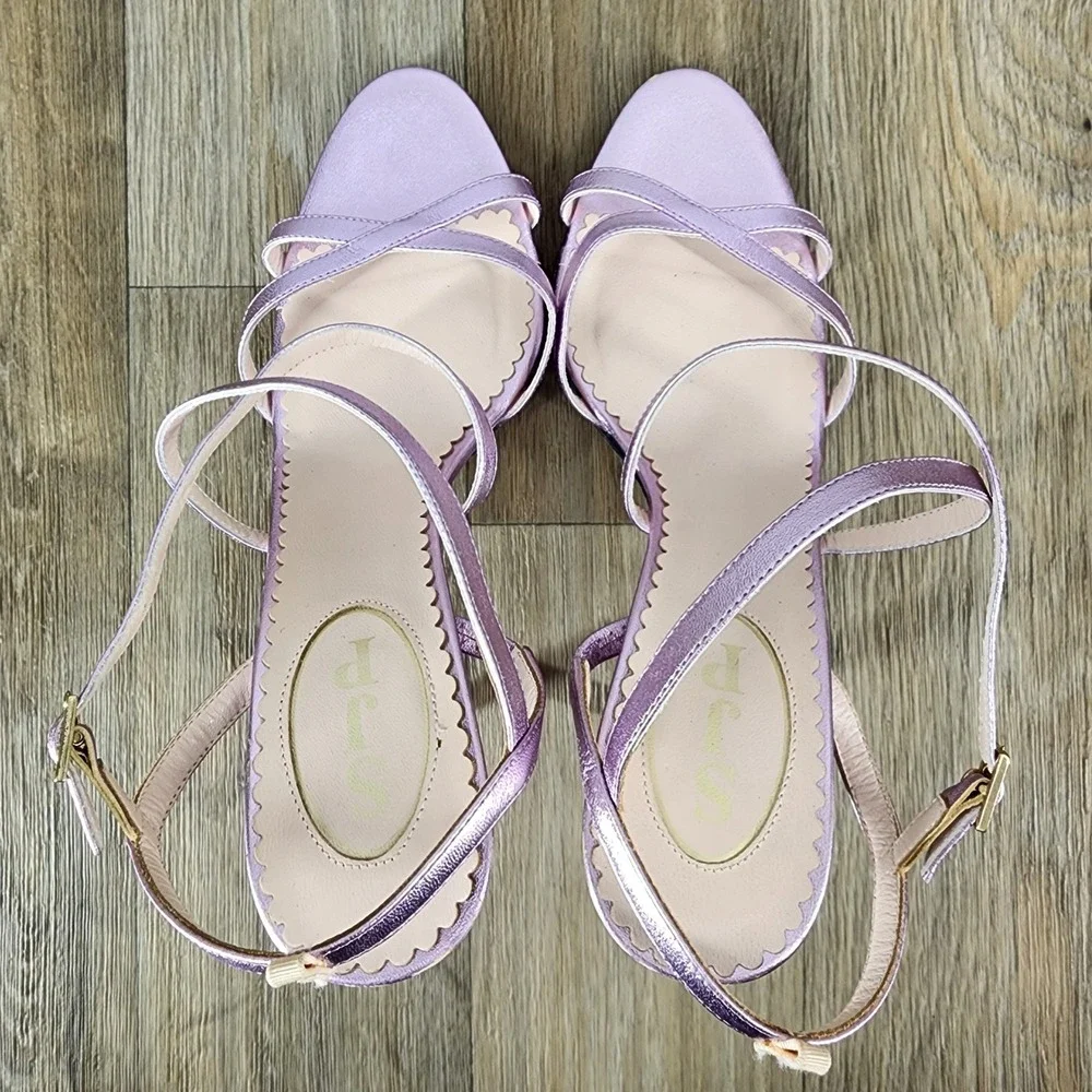 SJP by Sarah Jessica‎ Parker Metallic Lavender Heels Strappy Sandals Shoes 37.5